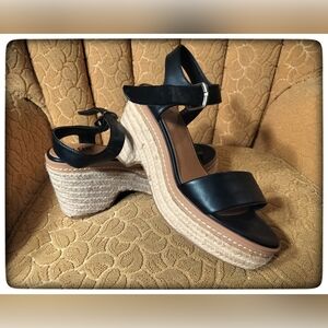 ANA Black Espadrille Wedge Sandals Sz 8 NWOT